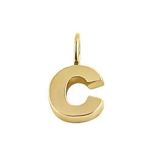 14K Solid Gold Letter C Initial Pendant